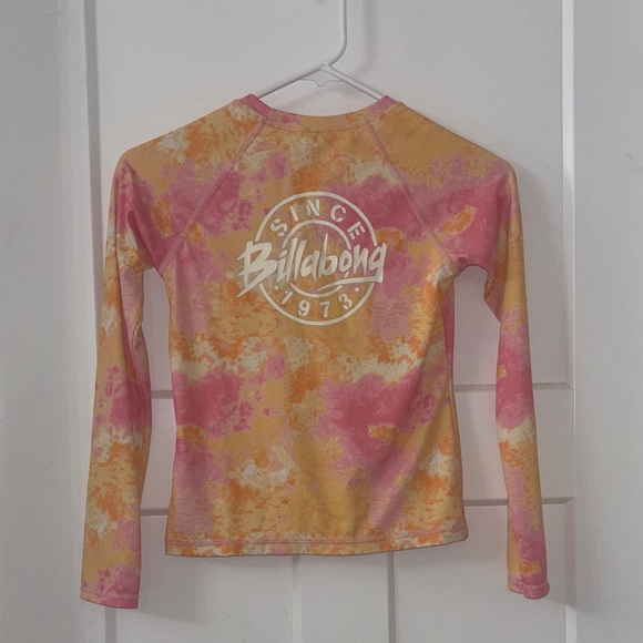Billabong Kids Long Sleeve Tie-Dye Shirt/Rashguard - Pink and Orange - Picture 1 of 4